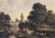 John glover Warwick Castle with Cattle (mk47) oil painting artist